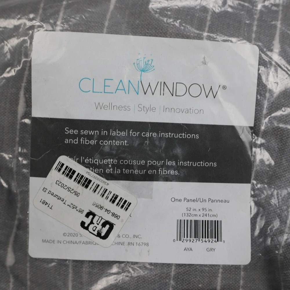 Clean‎ Window Curtain Panel 52x95 Gray Striped Single Window Treatment Textured